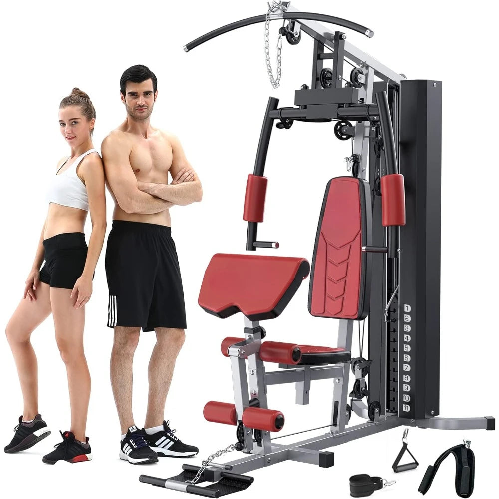 Multifunctional Home Gym Equipment with Pulley System & Arm/Leg Developer