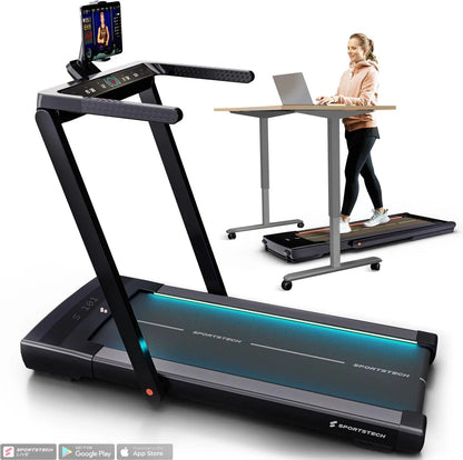 Treadmill Walking Pad Under Desk for Home Office | Remote Control + App | Convertible Fitness