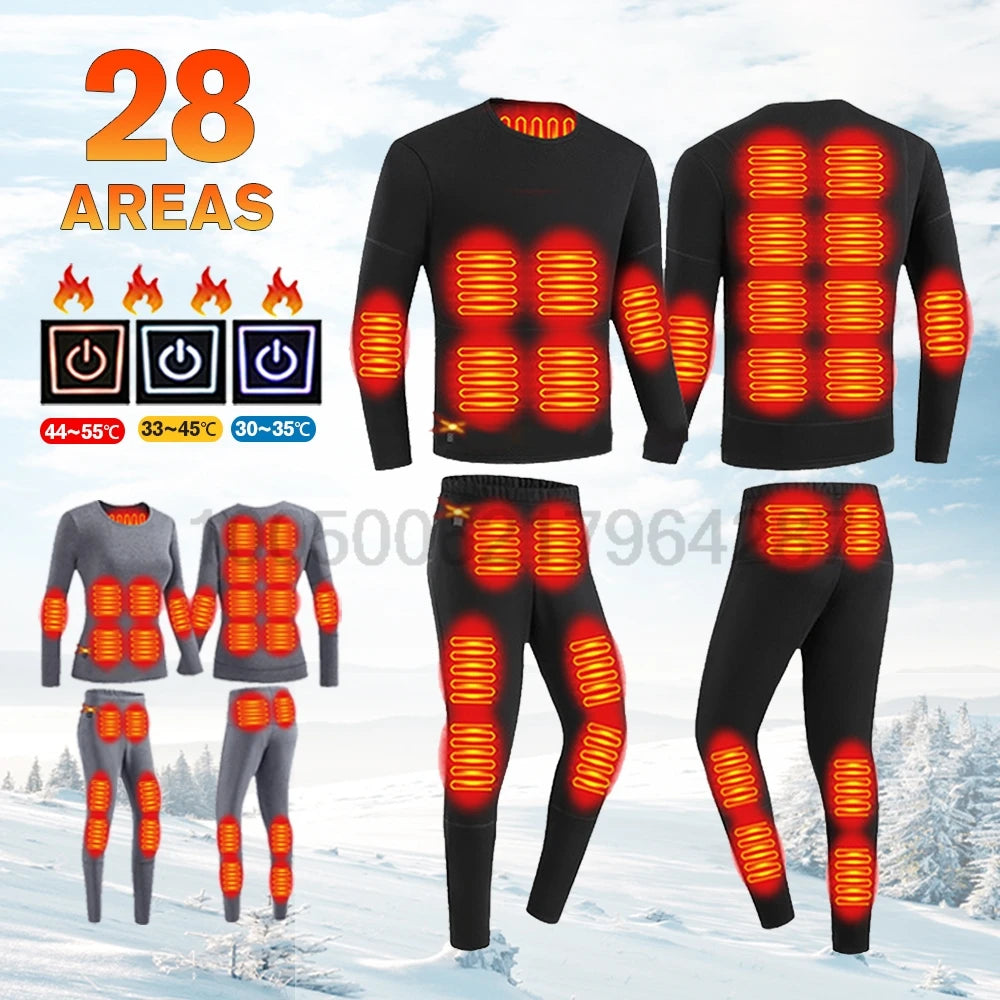 Winter Heated Underwear Set for Women & Men - USB Electric Heating Jacket & Thermal Underwear