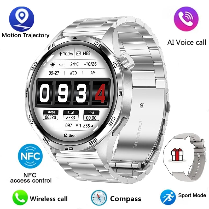 GT5 PRO Smart Watch for Men – AMOLED HD Screen, Bluetooth Call, GPS, Heart Rate, NFC – 2024