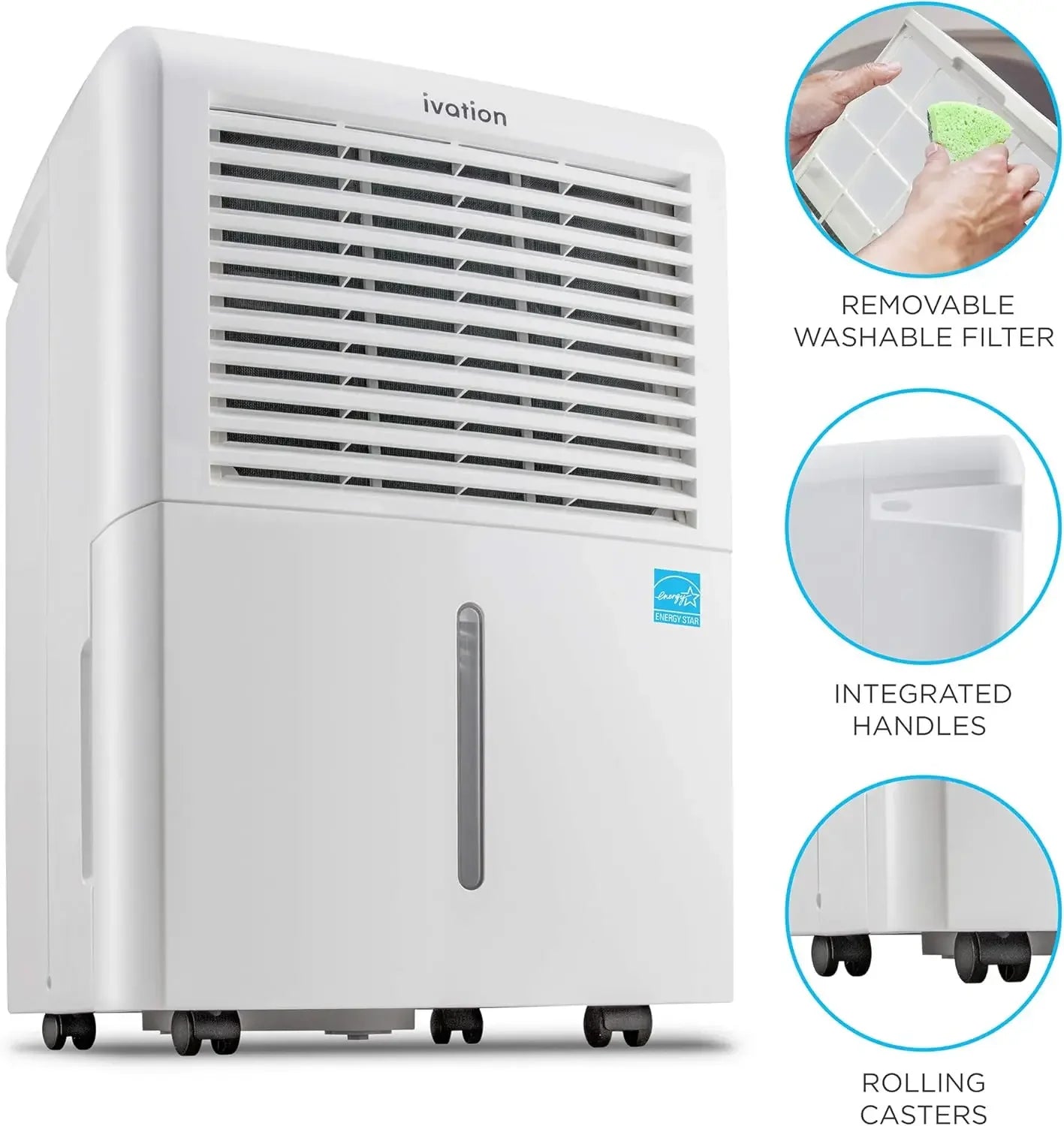 4,500 Sq Ft Smart Wi-Fi Energy Star Dehumidifier with App, Continuous Drain Hose