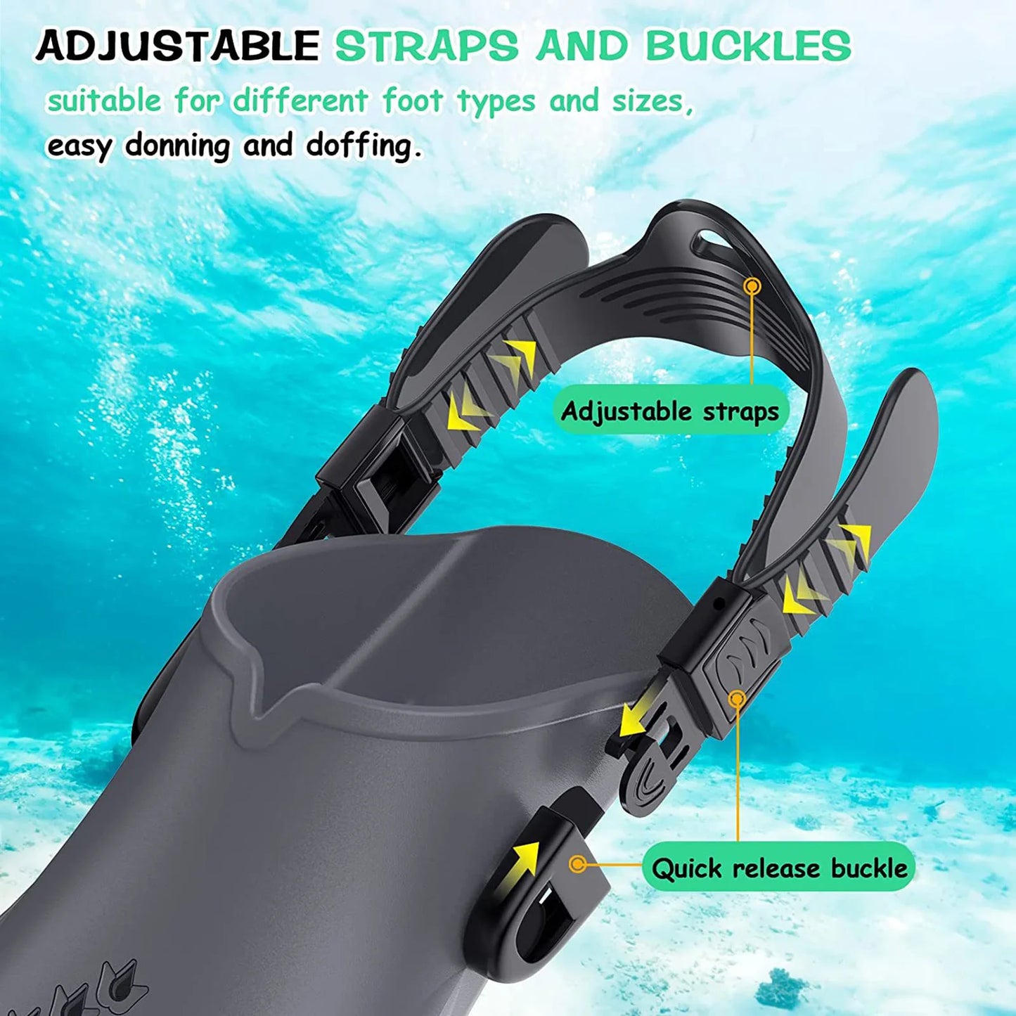 Adult Snorkeling Swim Fins - Comfortable & Lightweight Outdoor Sports Gear