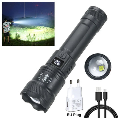 High-Power LED Flashlight 2000LM – Tactical USB Rechargeable Torch