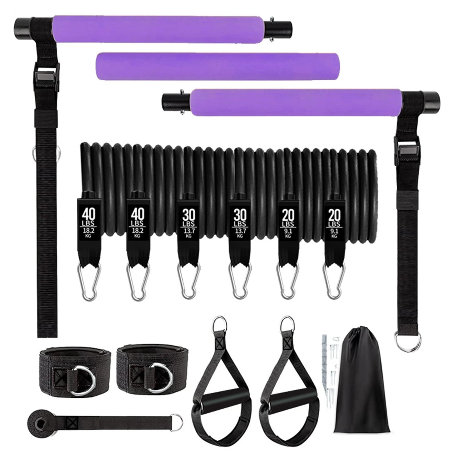 11pcs Portable Pilates Bar Exercise Kit for Home Workouts