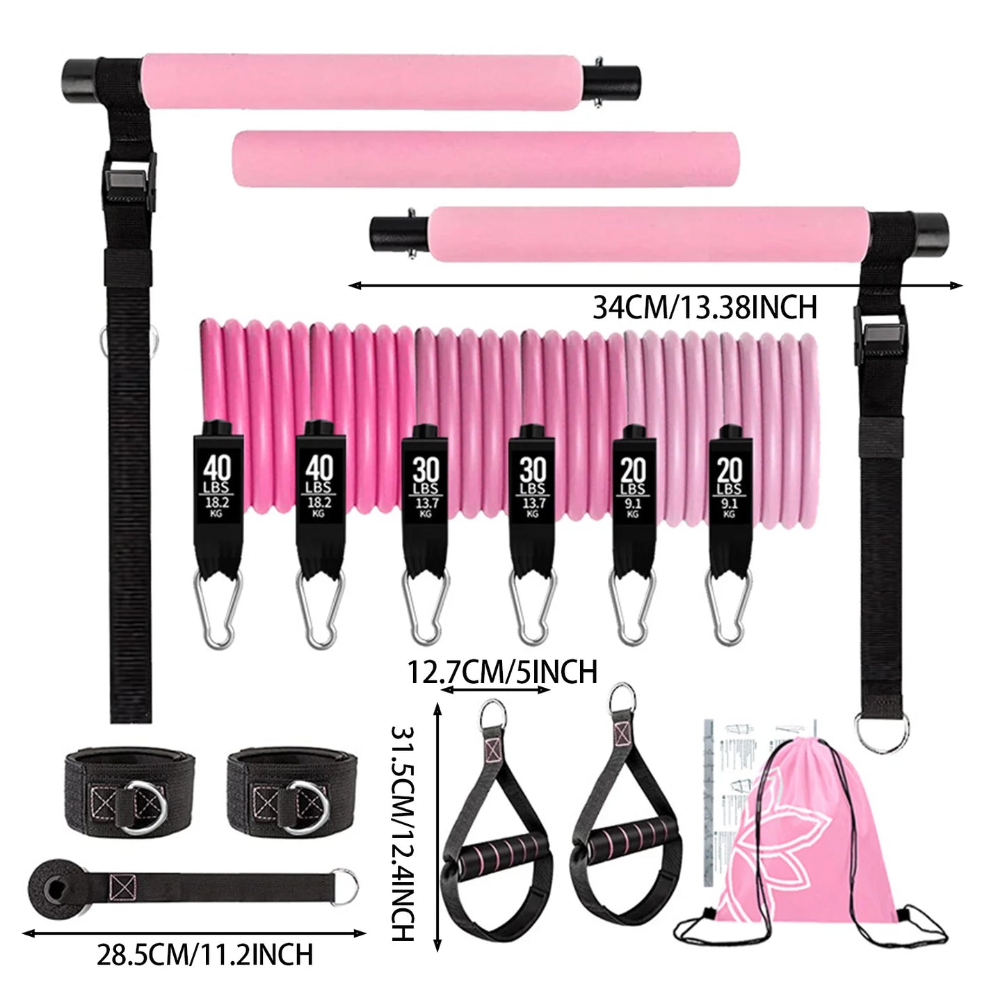 11pcs Portable Pilates Bar Exercise Kit for Home Workouts