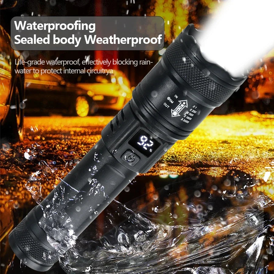 High-Power LED Flashlight 2000LM – Tactical USB Rechargeable Torch