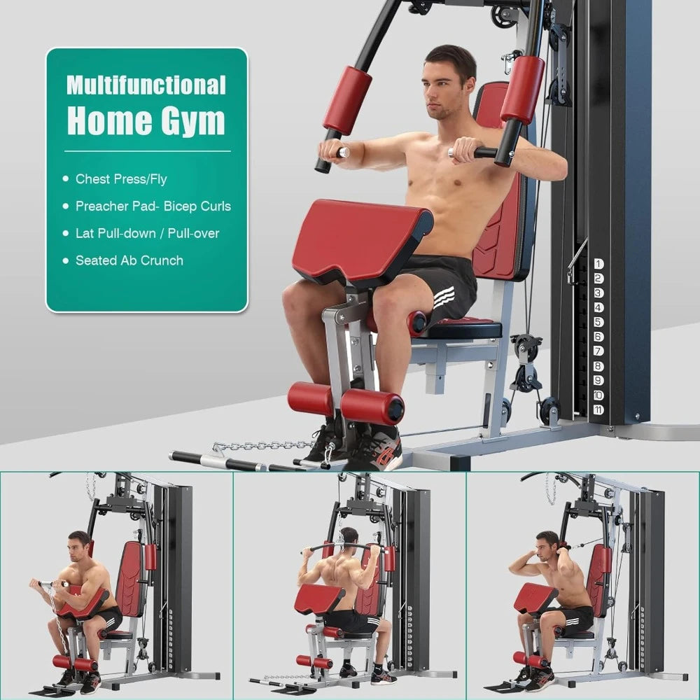 Multifunctional Home Gym Equipment with Pulley System & Arm/Leg Developer