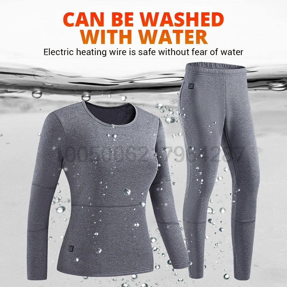 Winter Heated Underwear Set for Women & Men - USB Electric Heating Jacket & Thermal Underwear