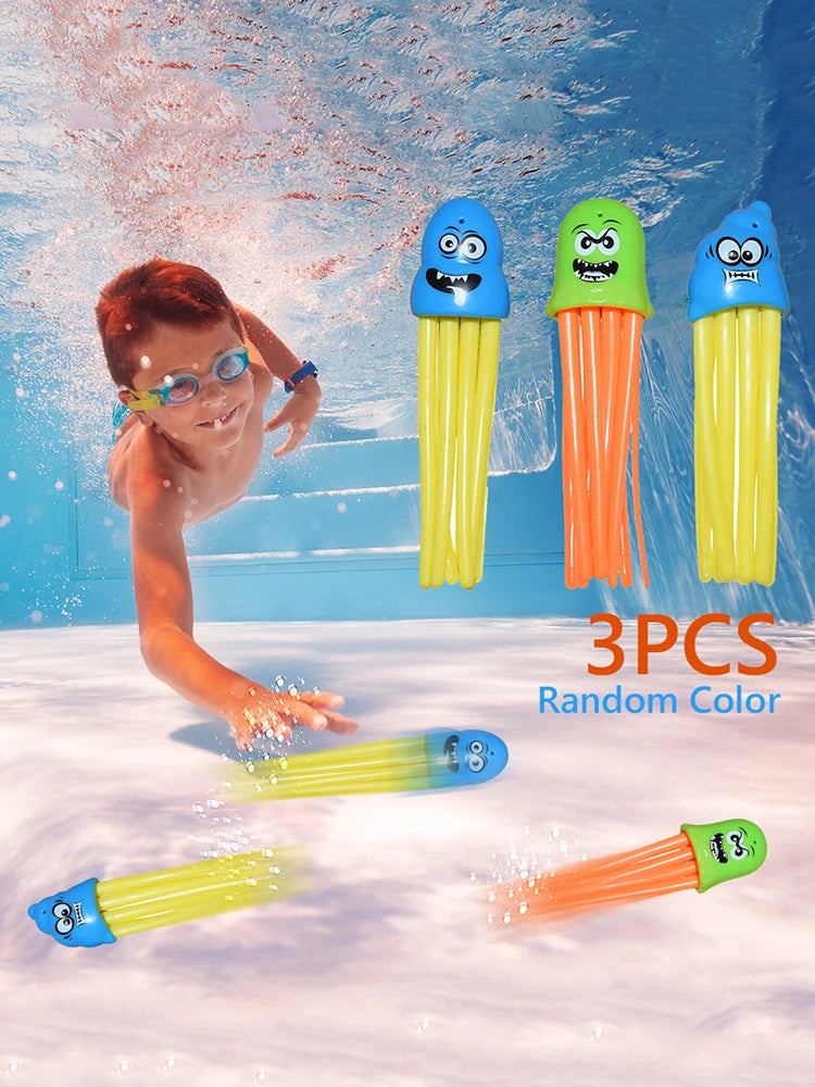 3Pcs Swimming Pool Throwing Toys – Colorful Underwater Fun for Kids Dive Training