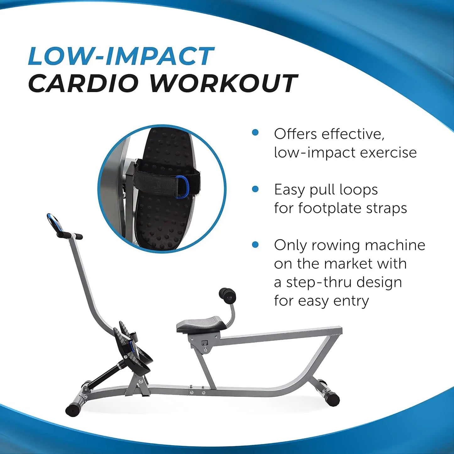 Hydraulic Rower Machine with Smart App & Adjustable Resistance for Home Gym