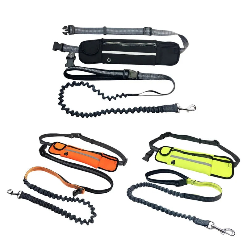 Hands-Free Dog Leash with Zipper Pouch – Reflective & Durable for Running & Walking