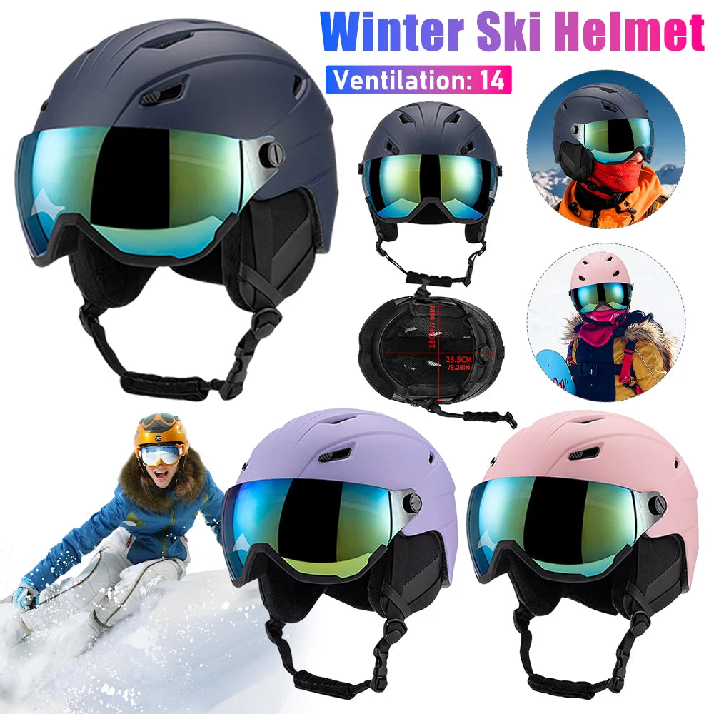 Winter Unisex Ski Helmet with Goggles for Snowboard & Skiing - Thermal Outdoor Safety Gear