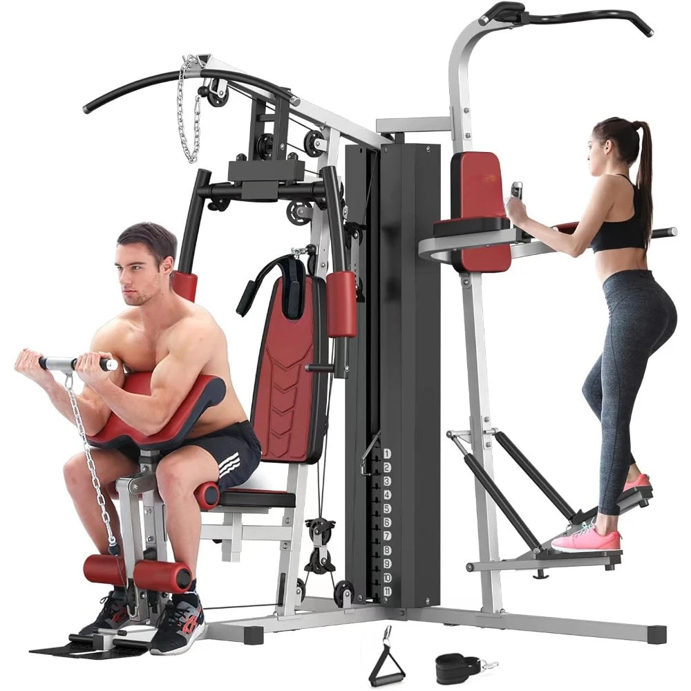 Multifunctional Home Gym Equipment with Pulley System, Arm & Leg Developer