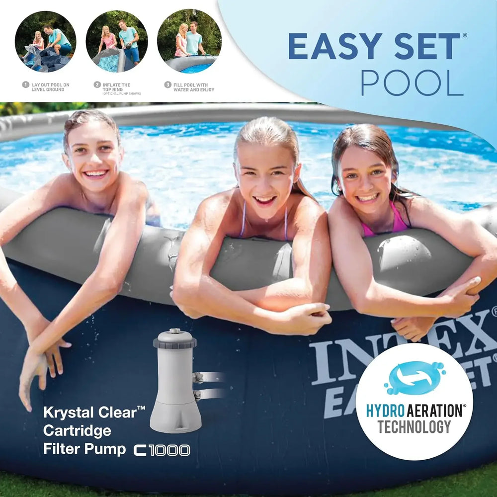 Easy Set 15' x 42" Round Inflatable Outdoor Swimming Pool Set with Filter Pump, Ladder & Ground Cloth