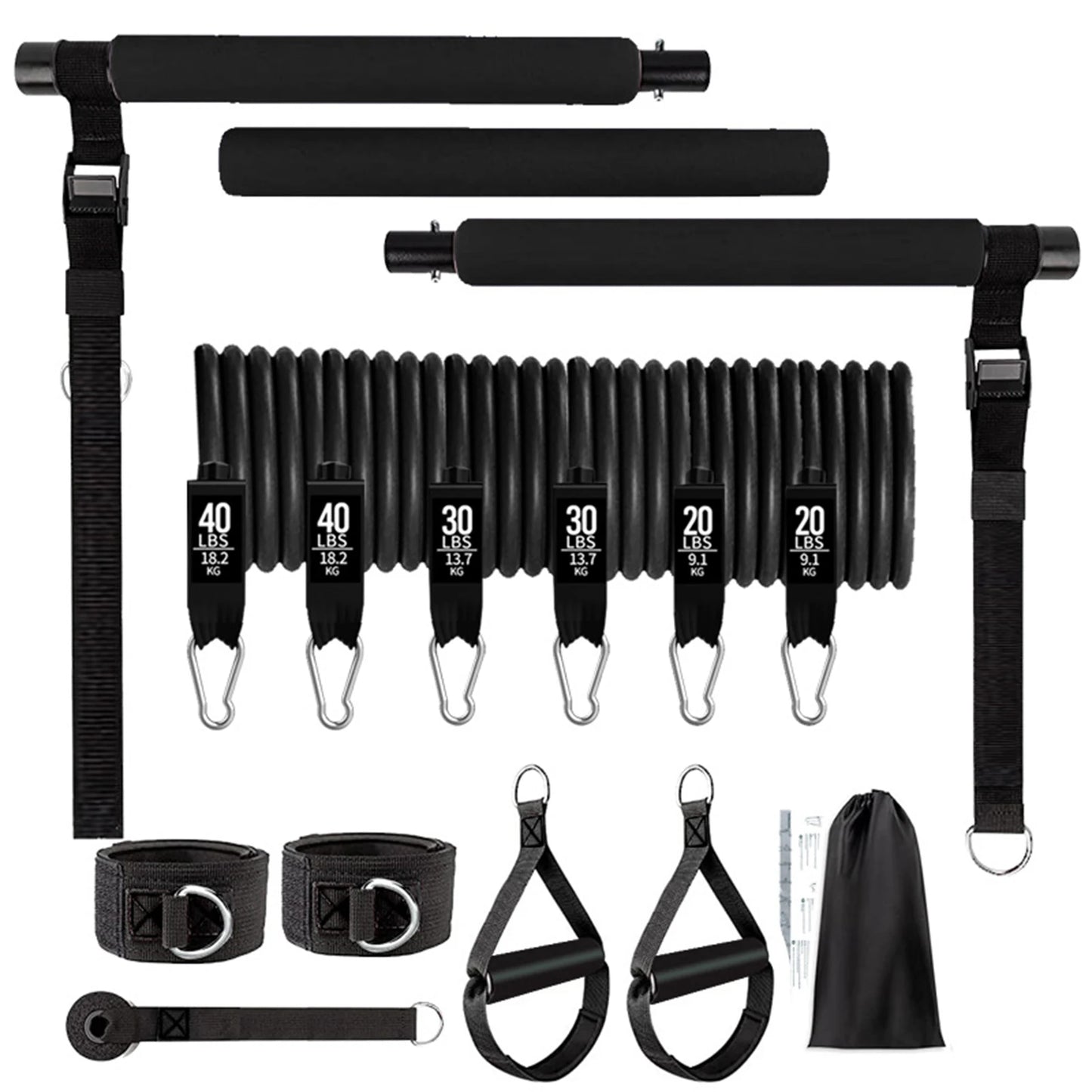 11pcs Portable Pilates Bar Exercise Kit for Home Workouts